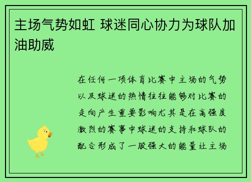 主场气势如虹 球迷同心协力为球队加油助威
